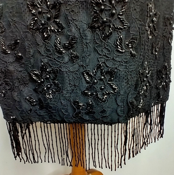 VINTAGE BEADED LACE EVENING DRESS - Picture 7 of 10